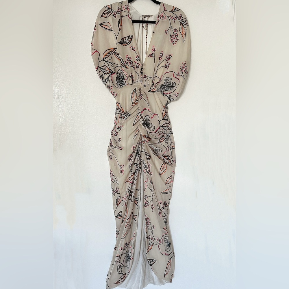Elegant Cream Floral maxi dress